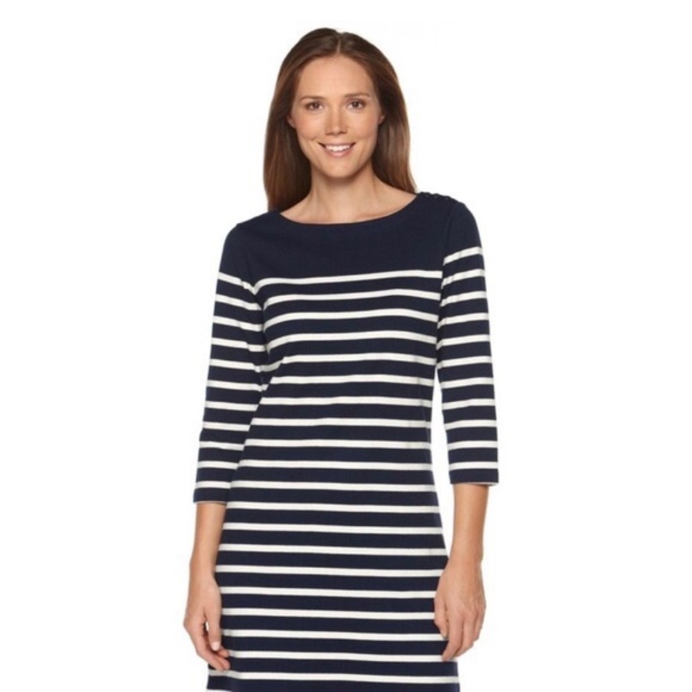LL Bean Navy and white stripe Mariner dress